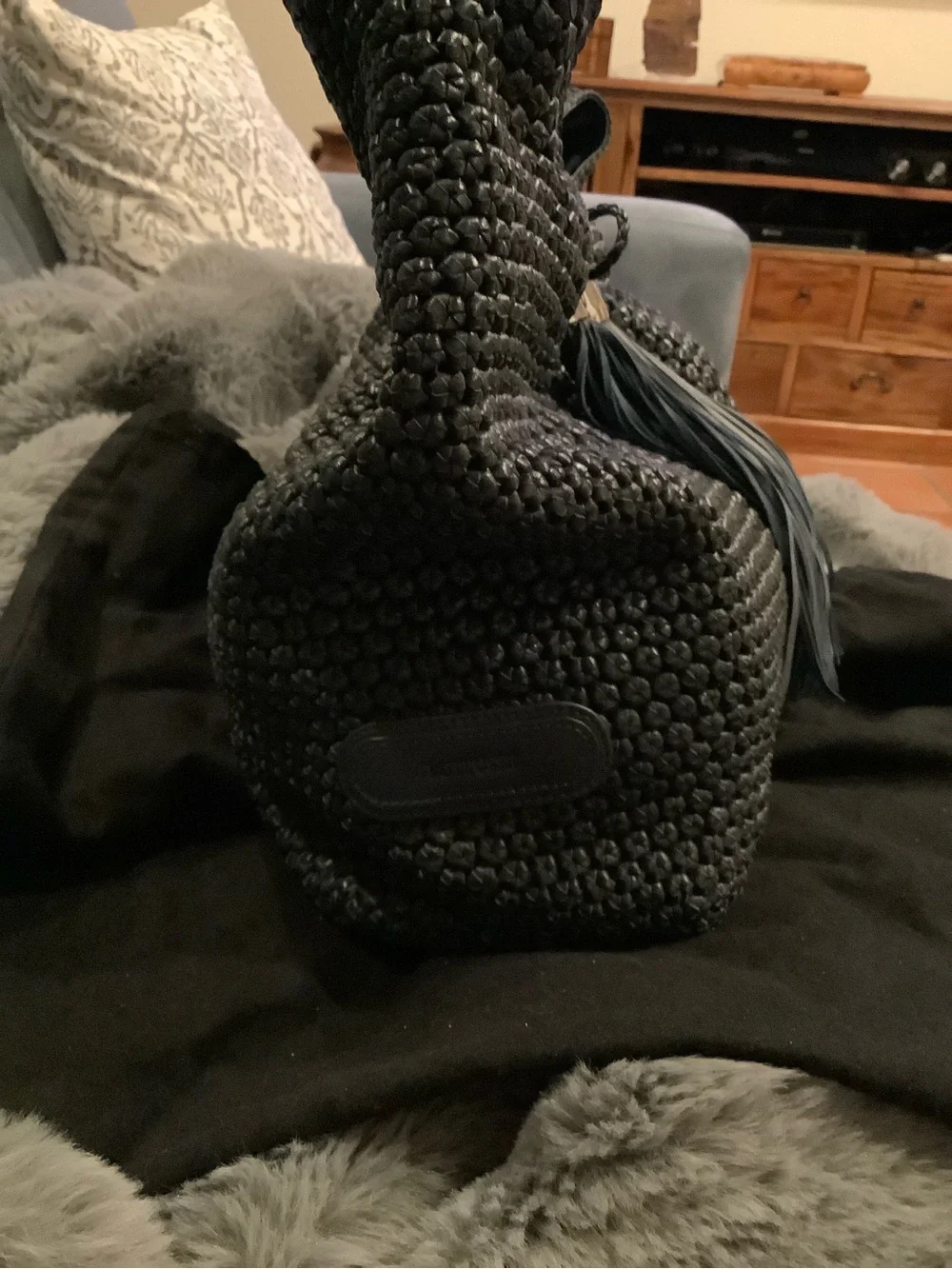 Black Merino Lamb Soft Hobo Bag
